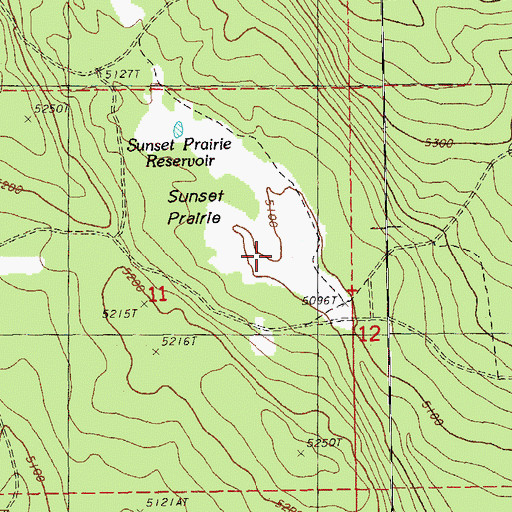 Topographic Map of Sunset Prairie, OR