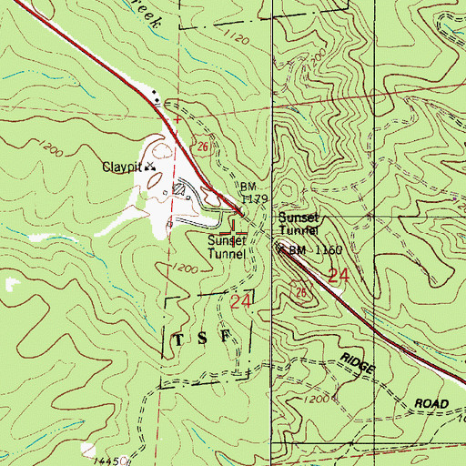 Topographic Map of Sunset Tunnel 2552, OR