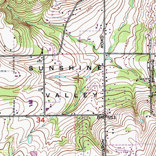 Topographic Map of Sunshine Valley, OR