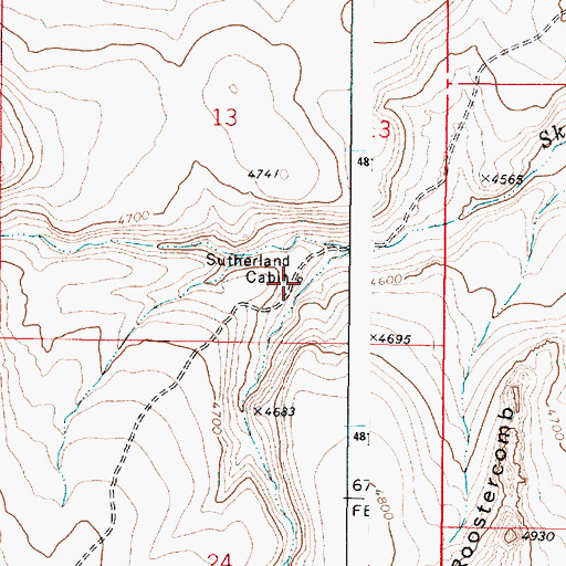 Topographic Map of Sutherland Cabin, OR