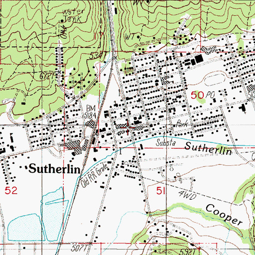 Topographic Map of Sutherlin, OR