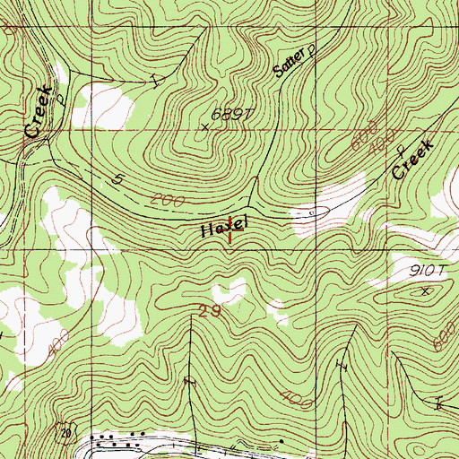 Topographic Map of Satter Creek, OR