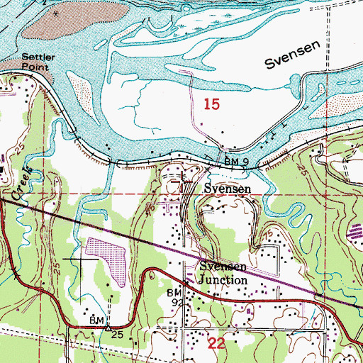 Topographic Map of Svensen, OR