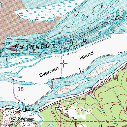 Topographic Map of Svensen Island, OR