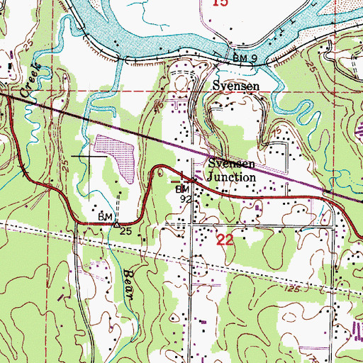 Topographic Map of Svensen Junction, OR