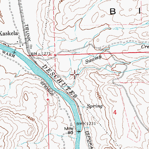 Topographic Map of Swamp Creek, OR