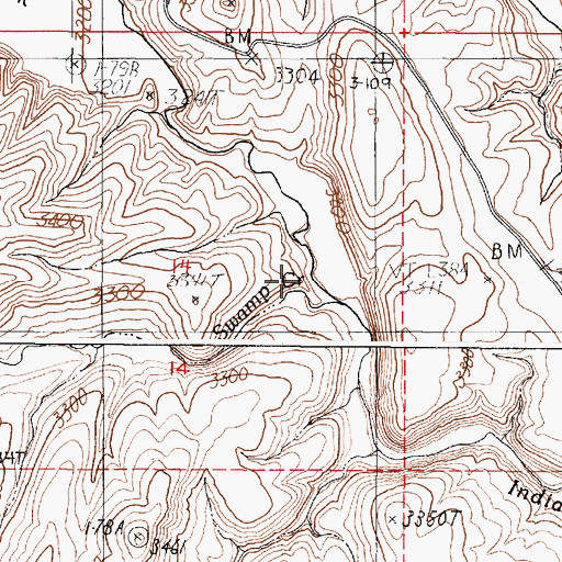 Topographic Map of Swamp Creek, OR