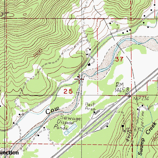 Topographic Map of Swamp Creek, OR