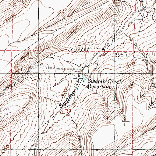 Topographic Map of Swamp Creek Reservoir, OR
