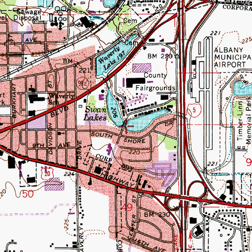 Topographic Map of Swan Lakes, OR