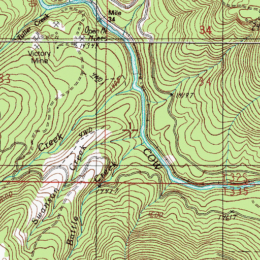 Topographic Map of Swanson Creek, OR