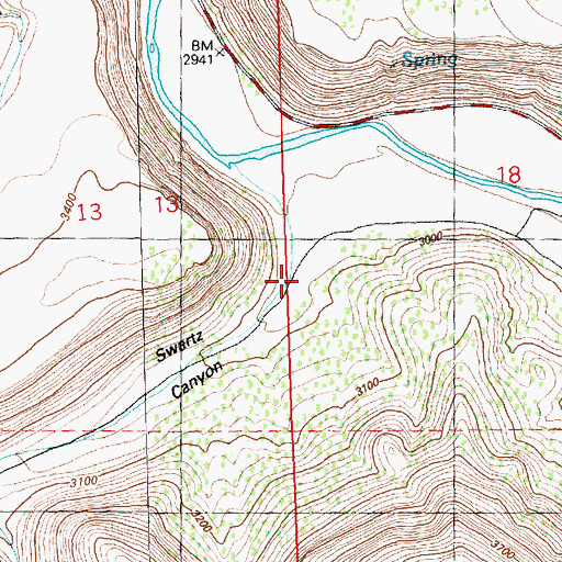 Topographic Map of Swartz Canyon, OR