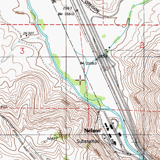 Topographic Map of Swayze Creek, OR