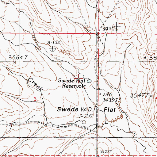 Topographic Map of Swede Flat Reservoir, OR
