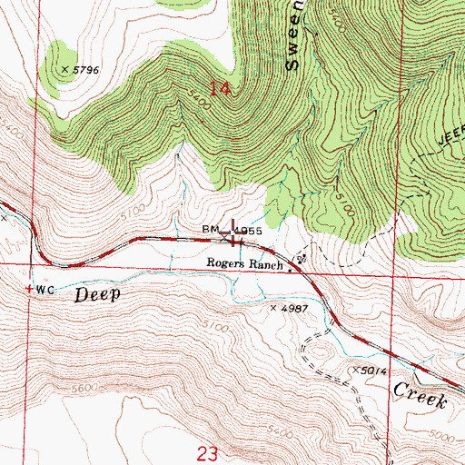 Topographic Map of Sweeney Canyon, OR
