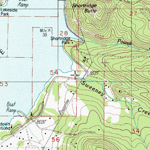 Topographic Map of Sweeney Creek, OR