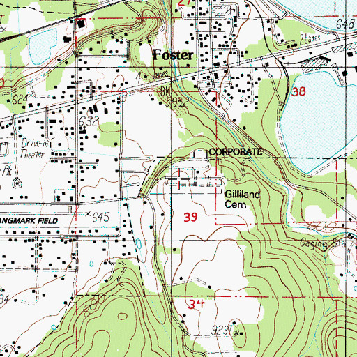 Topographic Map of Gilliland Cemetery, OR