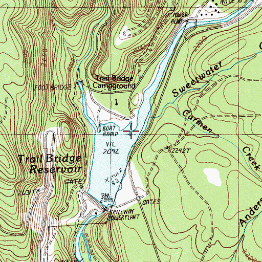 Topographic Map of Sweetwater Creek, OR