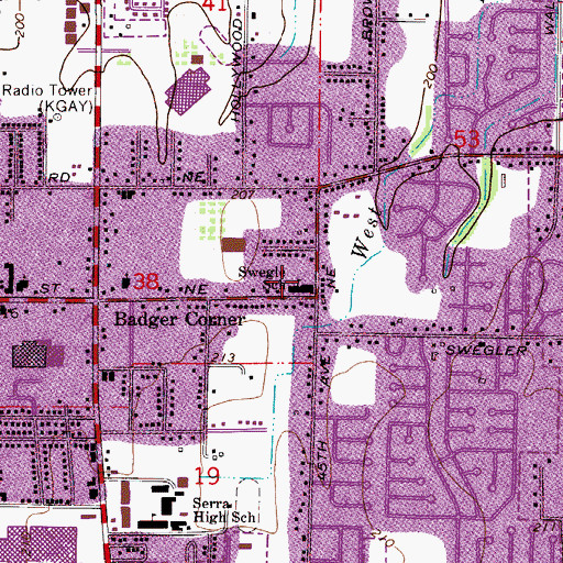 Topographic Map of Swegle Elementary School, OR
