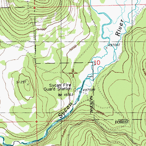 Topographic Map of Sycan Fire Guard Station, OR