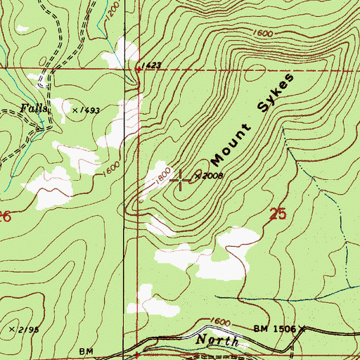 Topographic Map of Mount Sykes, OR