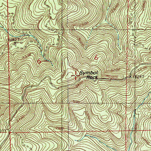 Topographic Map of Symbol Rock, OR