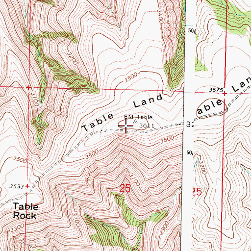 Topographic Map of Table Land, OR