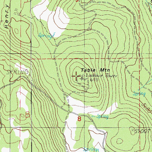 Topographic Map of Table Mountain, OR