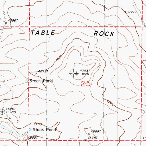Topographic Map of Table Rock, OR