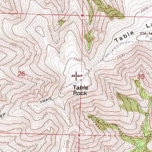 Topographic Map of Table Rock, OR