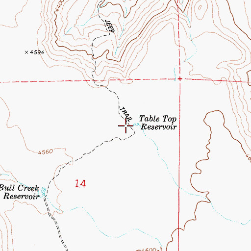 Topographic Map of Table Top Reservoir, OR
