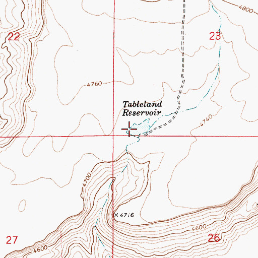 Topographic Map of Tableland Reservoir, OR