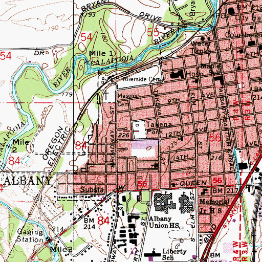 Topographic Map of Takena Park, OR