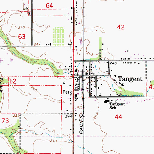 Topographic Map of Tangent, OR