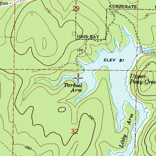 Topographic Map of Tarheel Arm, OR