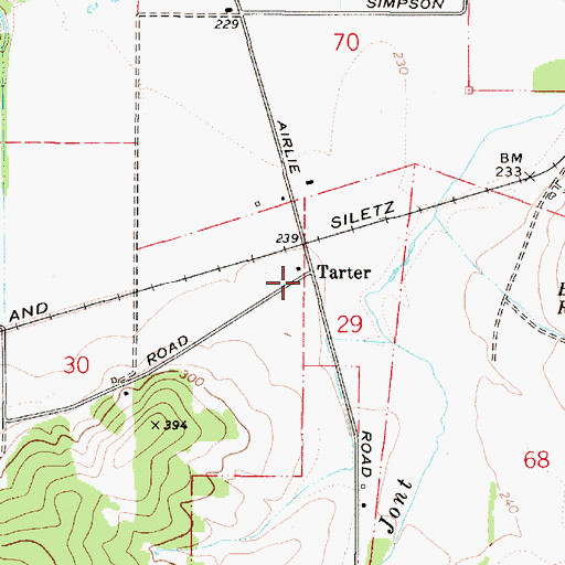 Topographic Map of Tarter (historical), OR