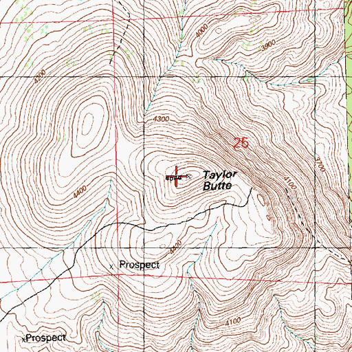 Topographic Map of Taylor Butte, OR