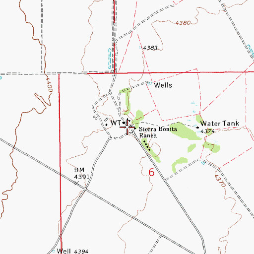 Topographic Map of Sierra Bonita Ranch, AZ