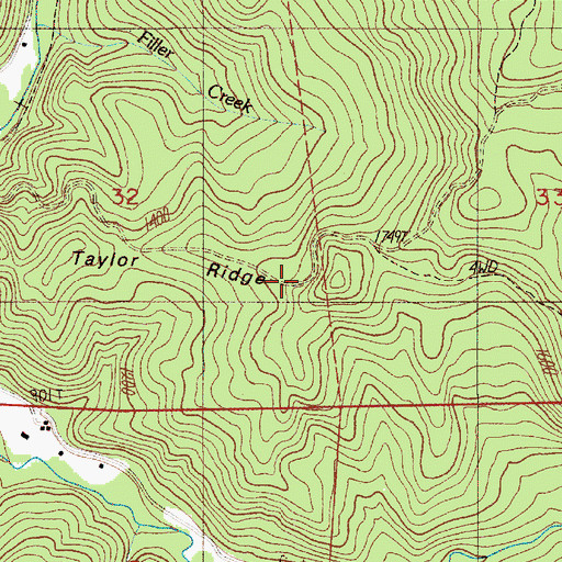 Topographic Map of Taylor Ridge, OR