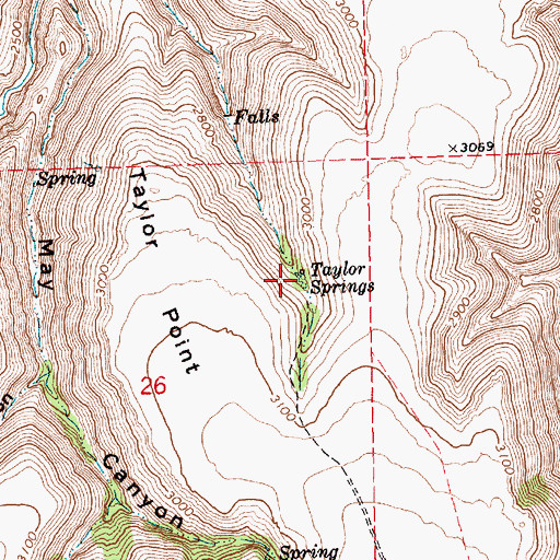 Topographic Map of Taylor Springs, OR
