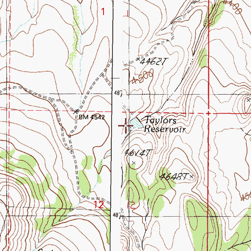 Topographic Map of Taylors Reservoir, OR