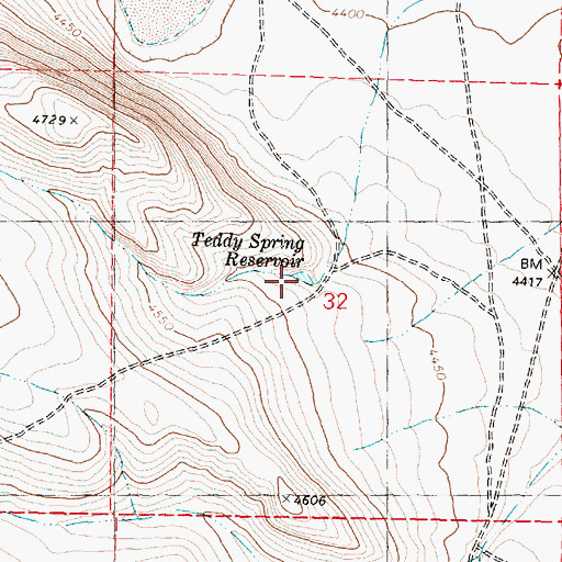 Topographic Map of Teddy Spring Reservoir, OR
