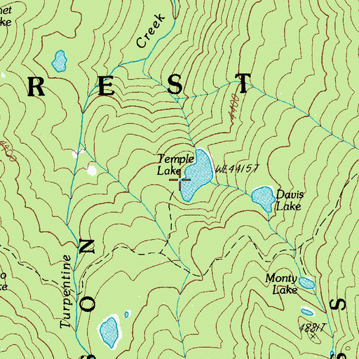 Topographic Map of Temple Lake, OR
