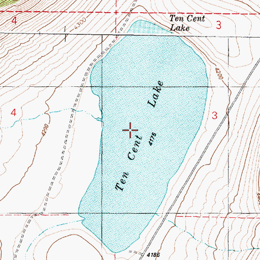 Topographic Map of Ten Cent Lake, OR