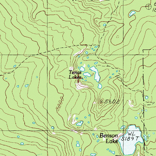 Topographic Map of Tenas Lakes, OR
