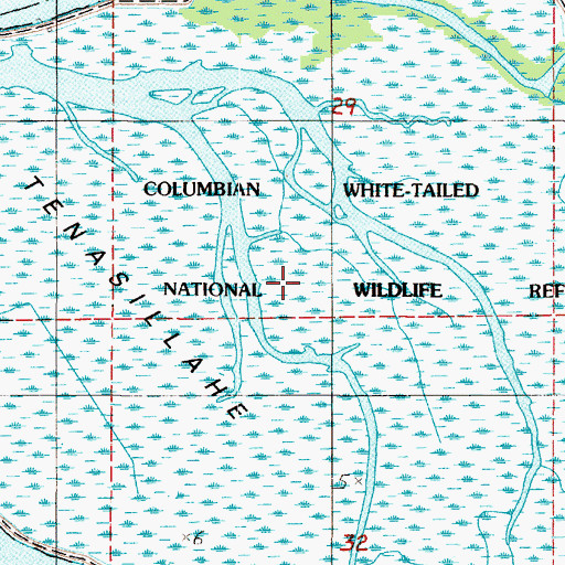 Topographic Map of Tenasillahe Island, OR