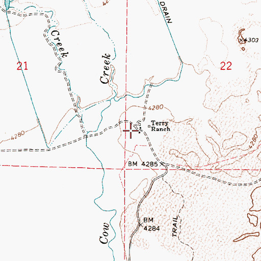 Topographic Map of Terry Ranch, OR