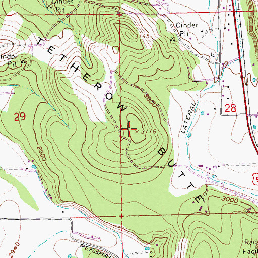 Topographic Map of Tetherow Butte, OR