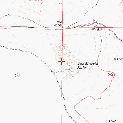 Topographic Map of Tex Martin Lake, OR