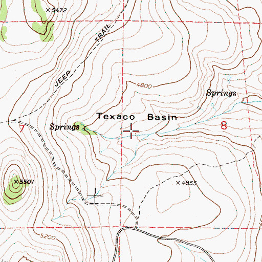 Topographic Map of Texaco Basin, OR
